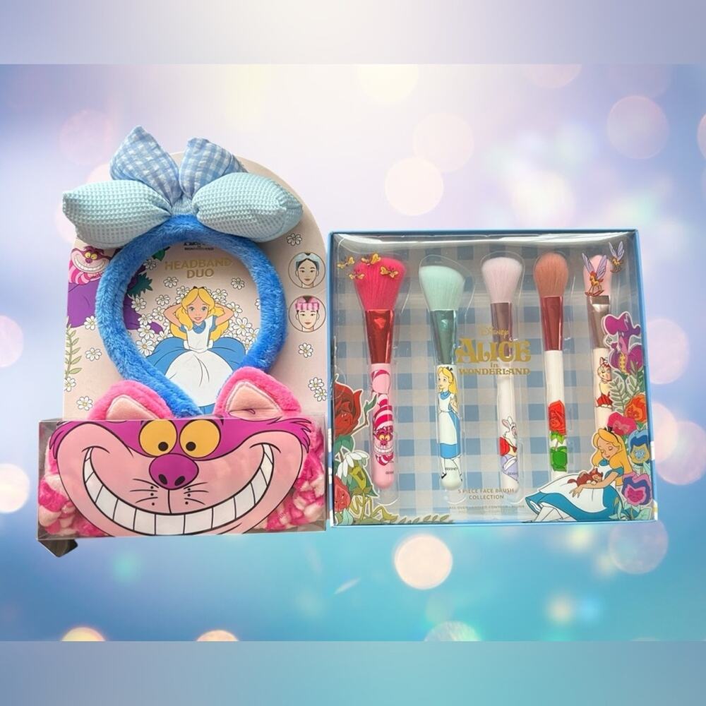 Disney Alice in Wonderland Makeup Brush Set Cheshire Cat Alice Headbands